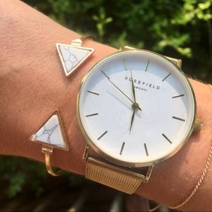 Minimalist Chic Marble Triangle Gold Cuff Bracelet